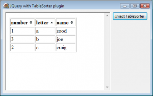 JQueryTableSorterTest Screenshot